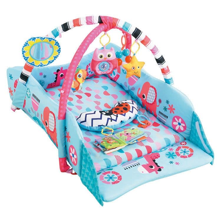 image-Baby Gym Play Mat with Ball Pool and Turtle Design