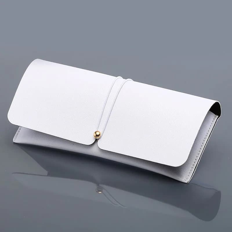image-Leather Glasses Case with Bag and Cloth - Black 17.7cm
