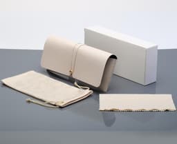 image-Leather Glasses Case with Bag and Cloth - Black 17.7cm