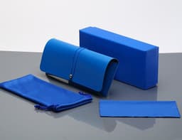 image-Leather Glasses Case with Bag and Cloth - Black 17.7cm