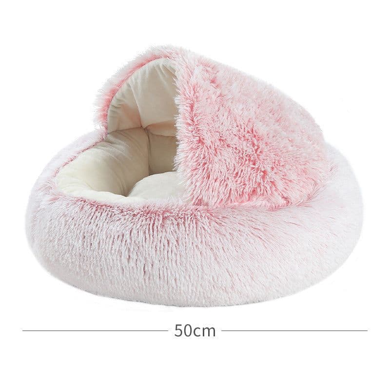 image-Pet Bed Round Plush Sleeping Nest for Cats and Dogs 35cm