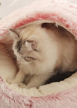 image-Pet Bed Round Plush Sleeping Nest for Cats and Dogs 35cm