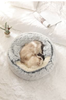 image-Pet Bed Round Plush Sleeping Nest for Cats and Dogs 35cm
