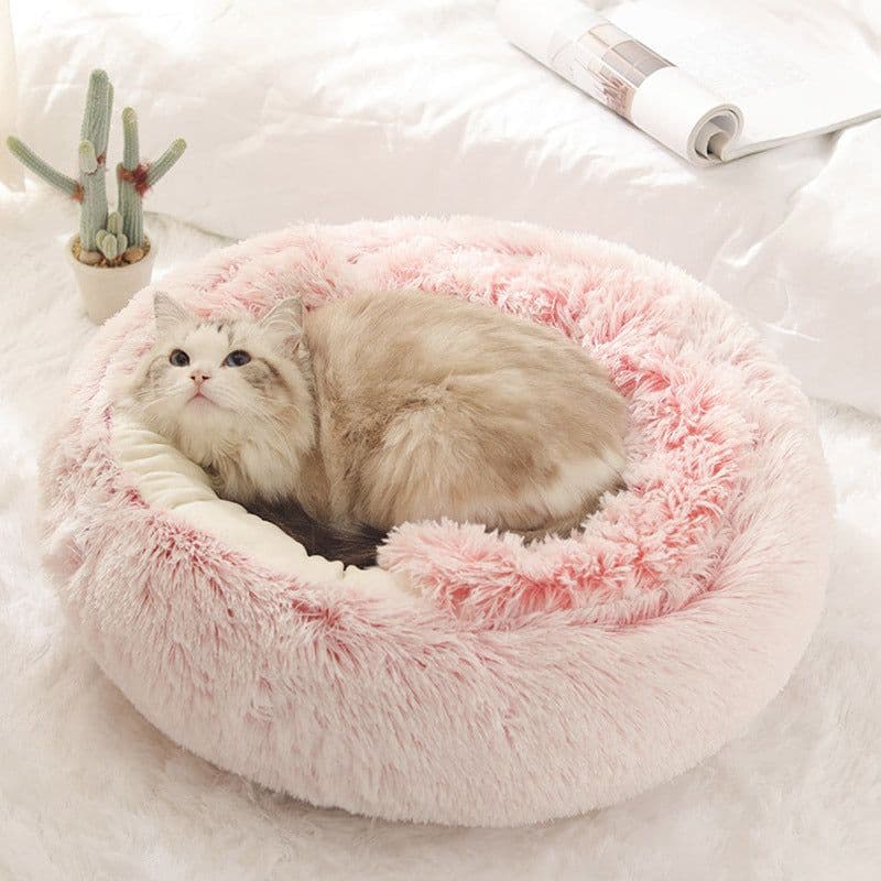 image-Pet Bed Round Plush Sleeping Nest for Cats and Dogs 35cm