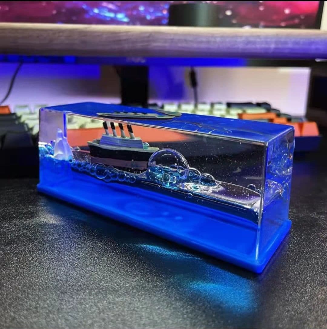 image-Acrylic Floating Ship Desktop Decoration Yacht Model
