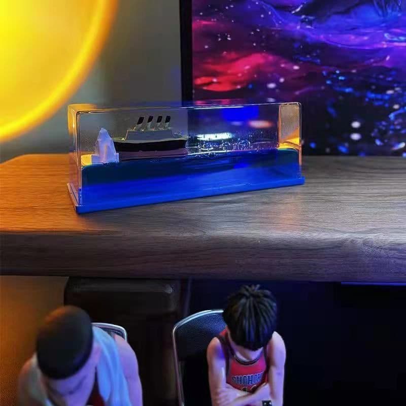 image-Acrylic Floating Ship Desktop Decoration Yacht Model