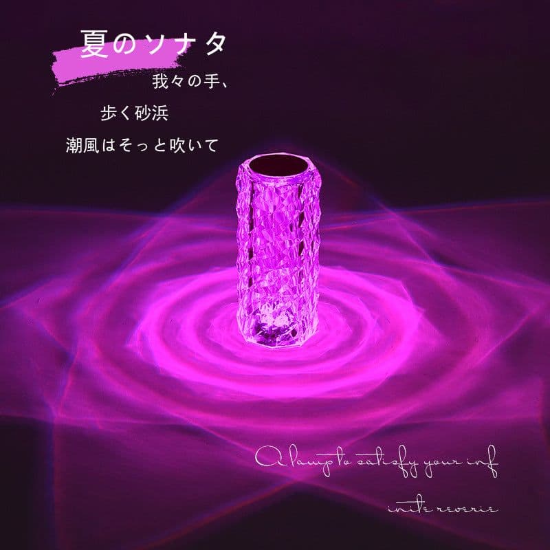 image-Crystal Rose Table Lamp Touch Charging Bedside Lamp with Diamond Bar