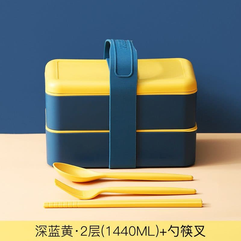 image-Portable Lunch Box with Utensils - Microwave Safe Food Container