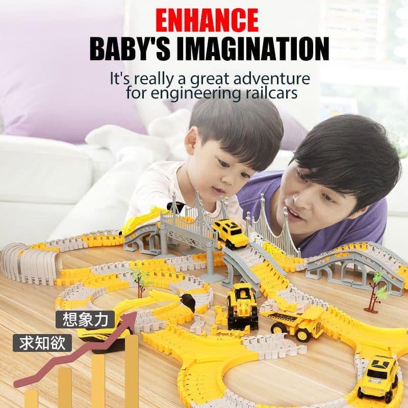 image-Tong Li DIY Electric Track Car Engineering Train Educational Toy Ages 4-6