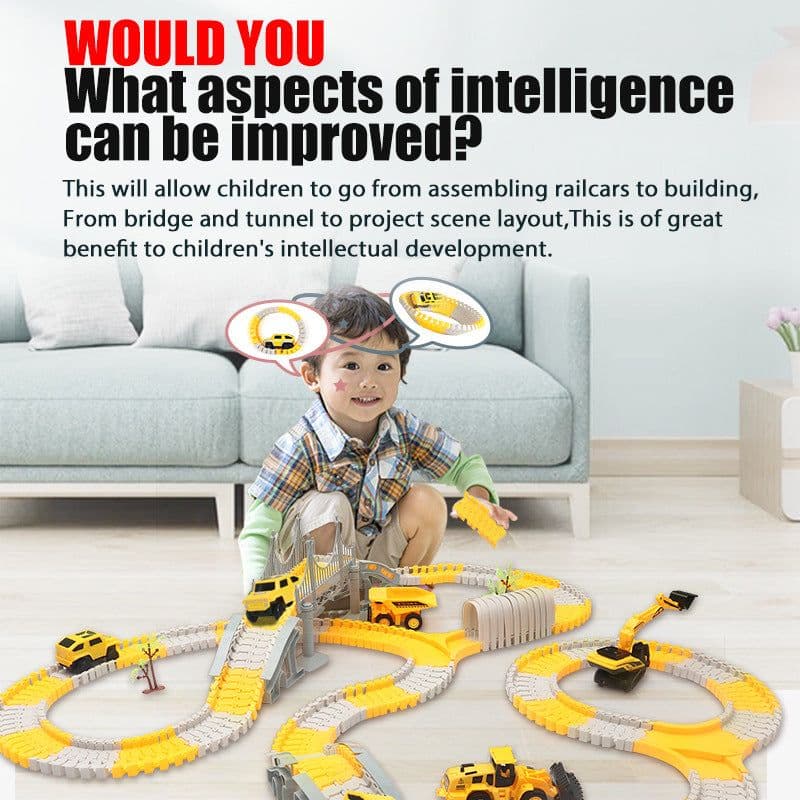 image-Tong Li DIY Electric Track Car Engineering Train Educational Toy Ages 4-6