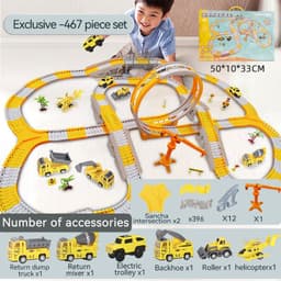 image-Tong Li DIY Electric Track Car Engineering Train Educational Toy Ages 4-6