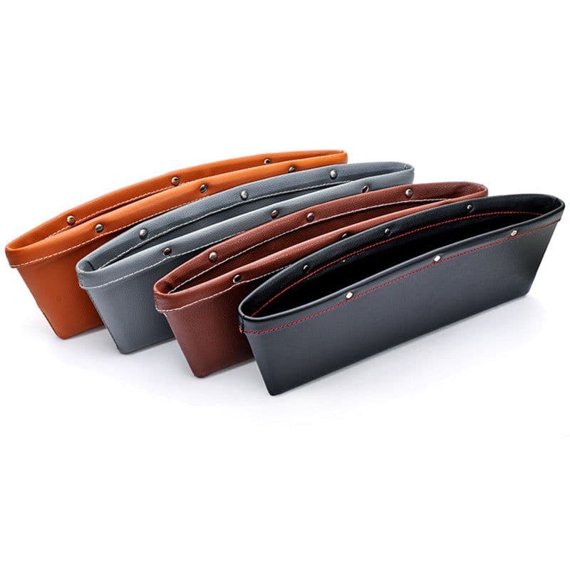 image-Car Seat Gap Storage Box Organizer - Leather (Set of 2)