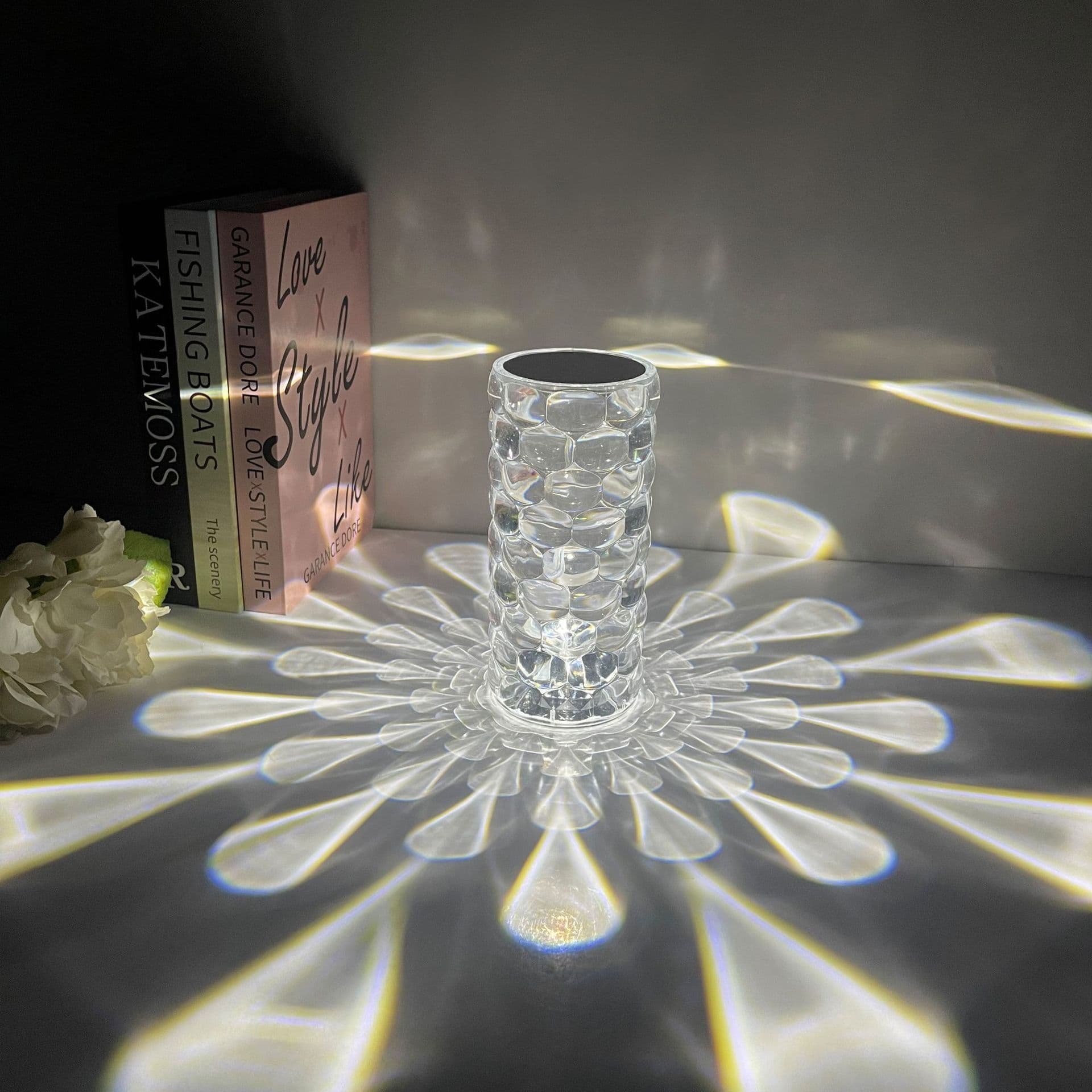 image-Crystal Diamond Table Lamp LED Bedroom Bedside Decorative Light