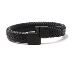 image-Tiger Eye Stone Beaded Bracelet with Black Leather Magnetic Buckle
