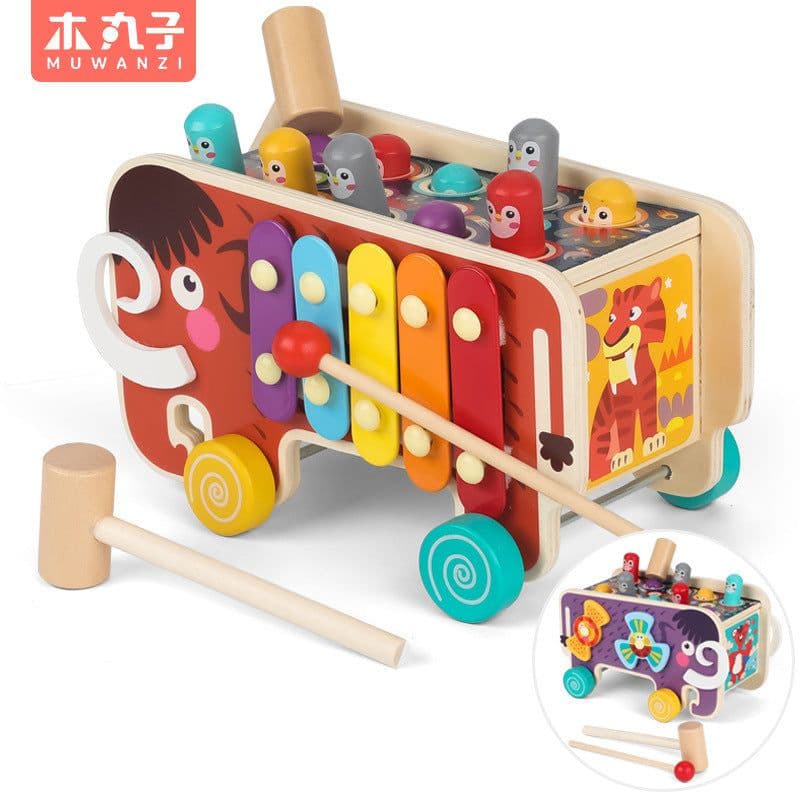 image-MWZ Wooden Whack-a-Mole Happy Bus Educational Toy Ages 4-6