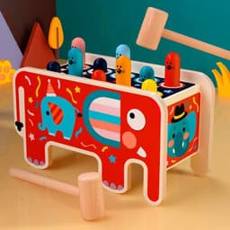 image-MWZ Wooden Whack-a-Mole Happy Bus Educational Toy Ages 4-6