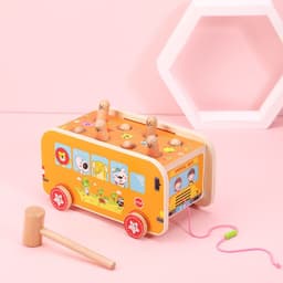 image-MWZ Wooden Whack-a-Mole Happy Bus Educational Toy Ages 4-6