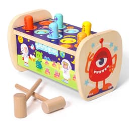 image-MWZ Wooden Whack-a-Mole Happy Bus Educational Toy Ages 4-6