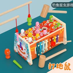image-MWZ Wooden Whack-a-Mole Happy Bus Educational Toy Ages 4-6