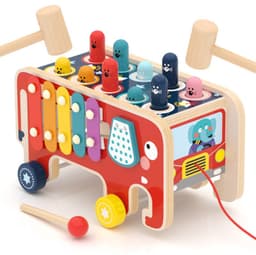 image-MWZ Wooden Whack-a-Mole Happy Bus Educational Toy Ages 4-6