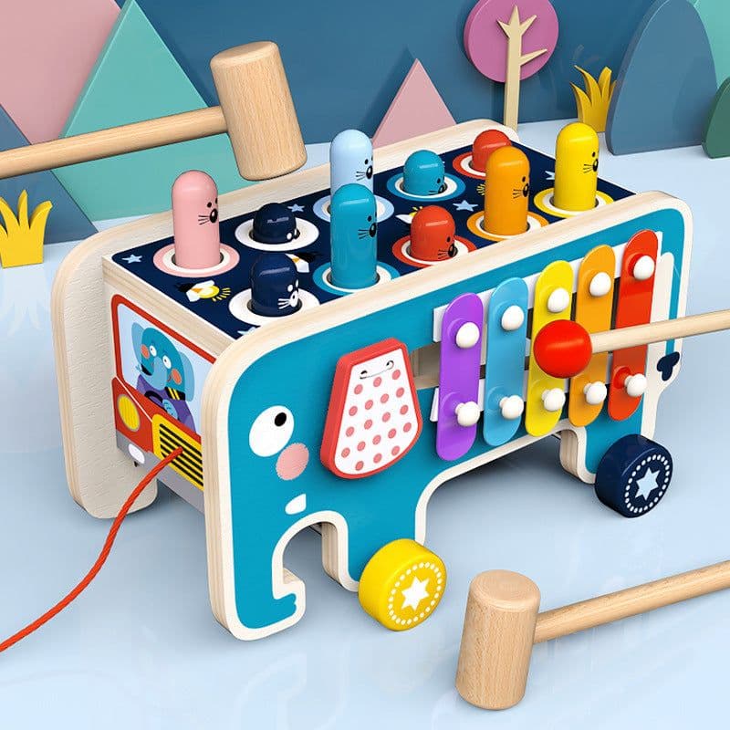 image-MWZ Wooden Whack-a-Mole Happy Bus Educational Toy Ages 4-6