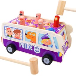 image-MWZ Wooden Whack-a-Mole Happy Bus Educational Toy Ages 4-6