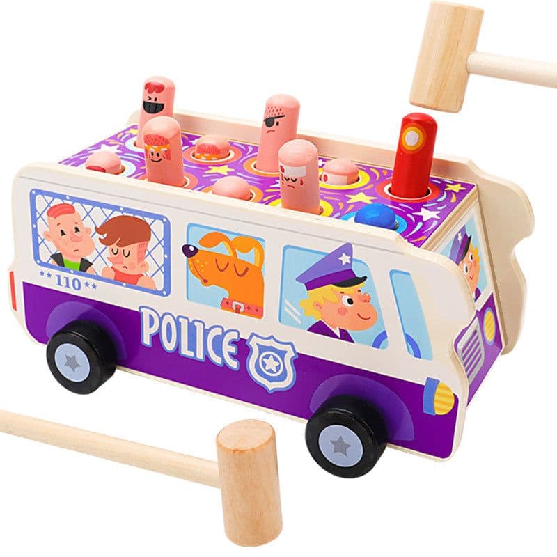 image-MWZ Wooden Whack-a-Mole Happy Bus Educational Toy Ages 4-6