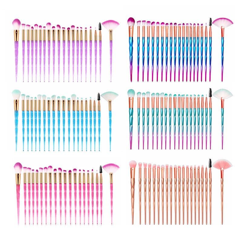 image-20-Piece Gradient Unicorn Makeup Brush Set Diamond Handle