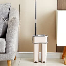 image-Flat Mop and Bucket Set Hands-Free Wet Dry Stainless Steel