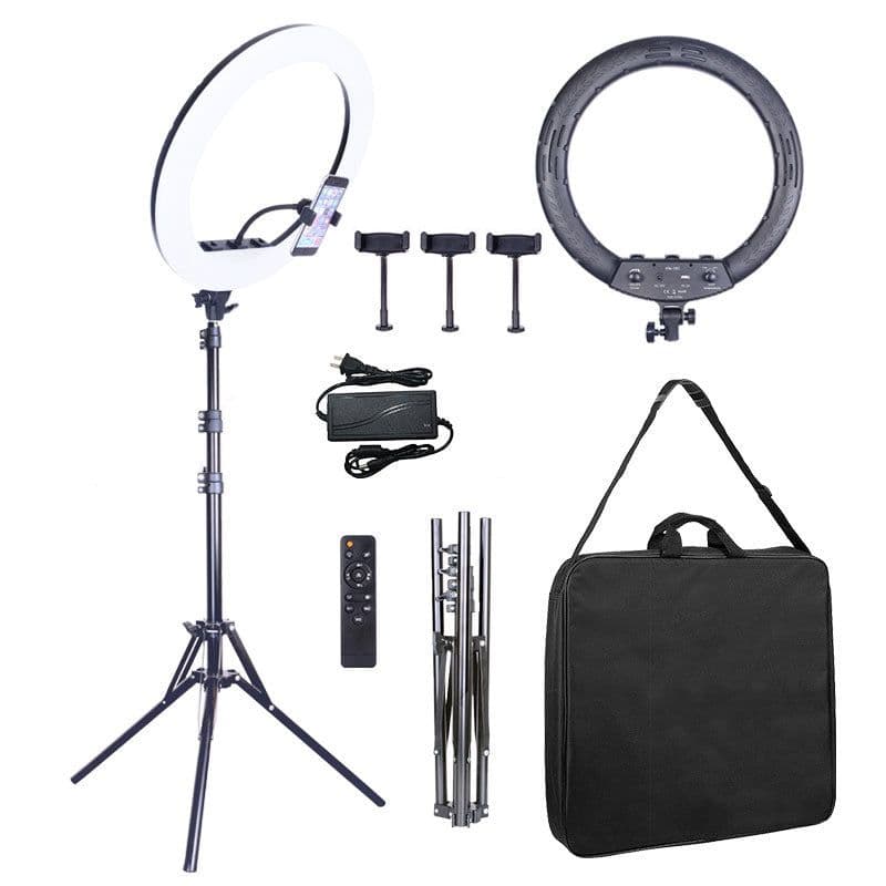 image-Triumph 18-Inch LED Ring Light with Remote Control and Mirror