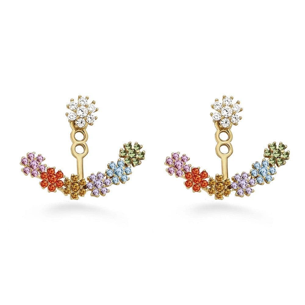 image-Snowflake Rhinestone Alloy Earrings Multicolor
