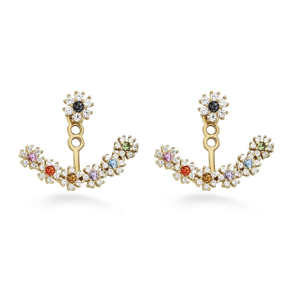 image-Snowflake Rhinestone Alloy Earrings Multicolor