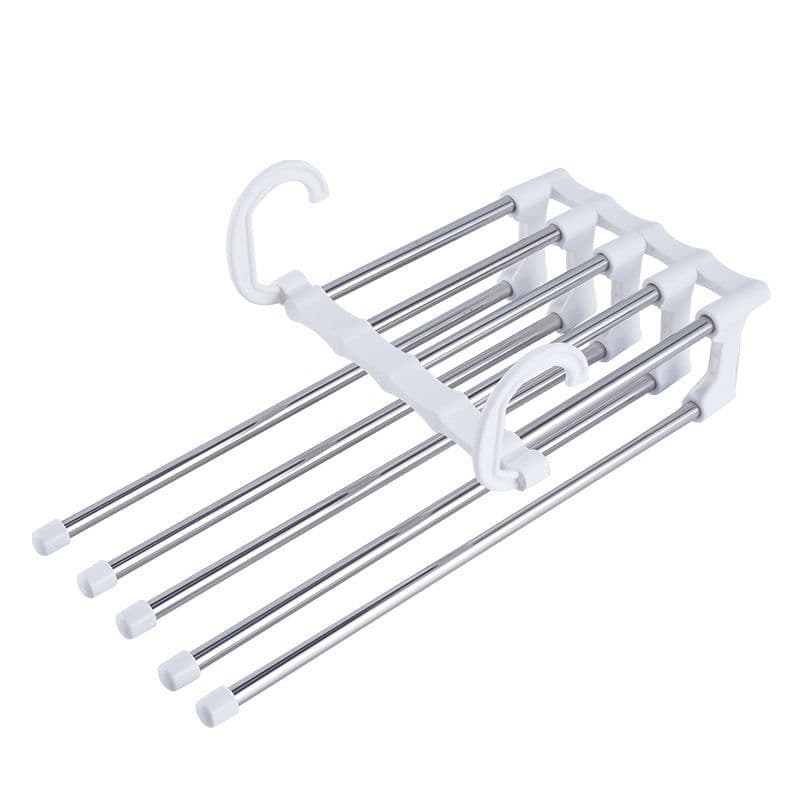 image-Stainless Steel 5-Tier Folding Trouser Hanger Rack Space Saver