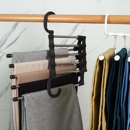 image-Stainless Steel 5-Tier Folding Trouser Hanger Rack Space Saver