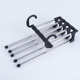 image-Stainless Steel 5-Tier Folding Trouser Hanger Rack Space Saver