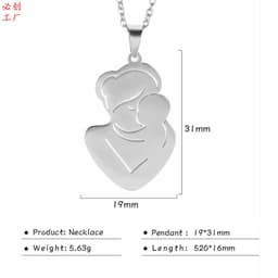 image-Mother and Baby Necklace Gold Stainless Steel Cartoon Pendant