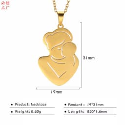 image-Mother and Baby Necklace Gold Stainless Steel Cartoon Pendant