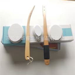 image-Hua Rui EVA Bath Polishing Brush with Beech Handle - White