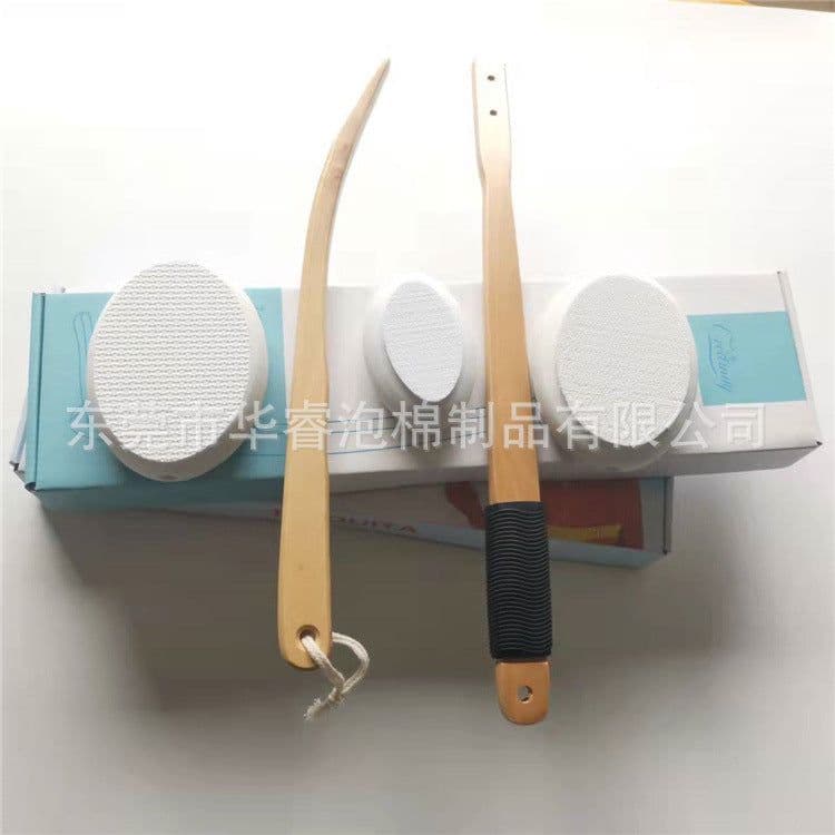 image-Hua Rui EVA Bath Polishing Brush with Beech Handle - White