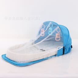 image-Portable Baby Travel Crib with Mosquito Net - Foldable Bed in Bed
