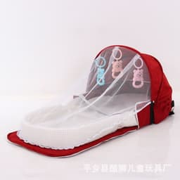 image-Portable Baby Travel Crib with Mosquito Net - Foldable Bed in Bed