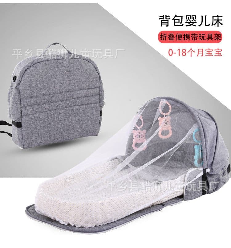 image-Portable Baby Travel Crib with Mosquito Net - Foldable Bed in Bed