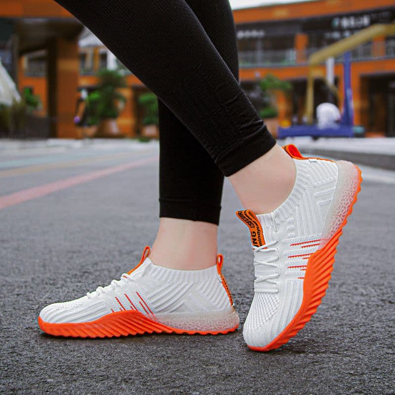 image-Women's Mesh Walking Shoes Mid Heel Round Toe Sneakers