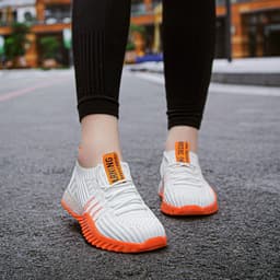 image-Women's Mesh Walking Shoes Mid Heel Round Toe Sneakers