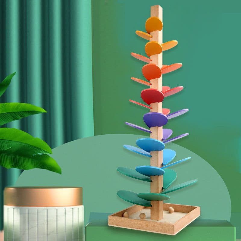 image-Love Baby Music Rainbow Wooden Ball Track Tree Building Blocks Toy