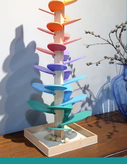 image-Love Baby Music Rainbow Wooden Ball Track Tree Building Blocks Toy