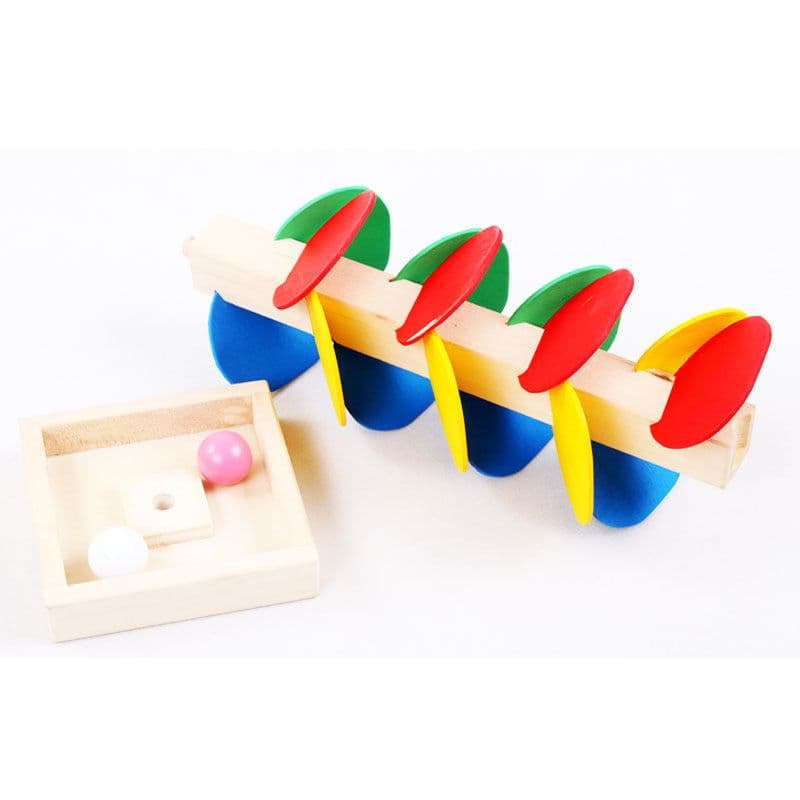 image-Montessori Wooden Marble Track Building Blocks Educational Toy