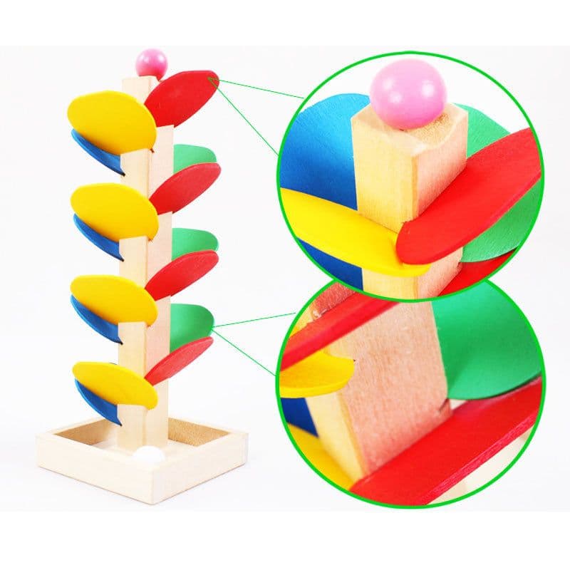 image-Montessori Wooden Marble Track Building Blocks Educational Toy