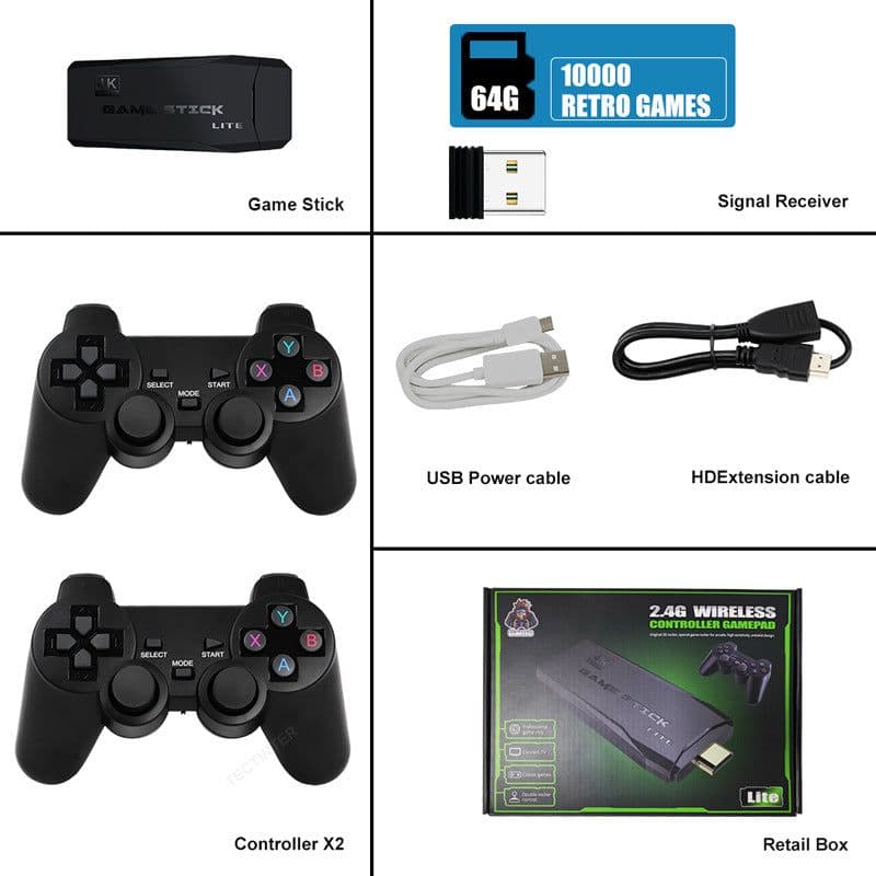 image-M8 2.4G Wireless TV Game Console HDMI Dual Controller 32GB