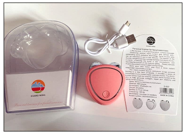 image-Microcurrent Facial Massager V-Shape Face Lift Beauty Device Pink